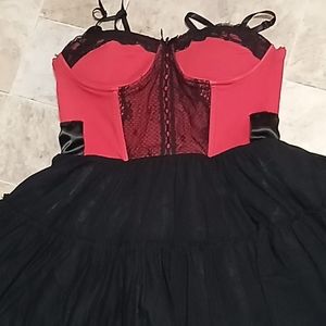Red and black lace lingerie